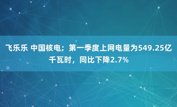 飞乐乐 中国核电：第一季度上网电量为549.25亿千瓦时，同比下降2.7%